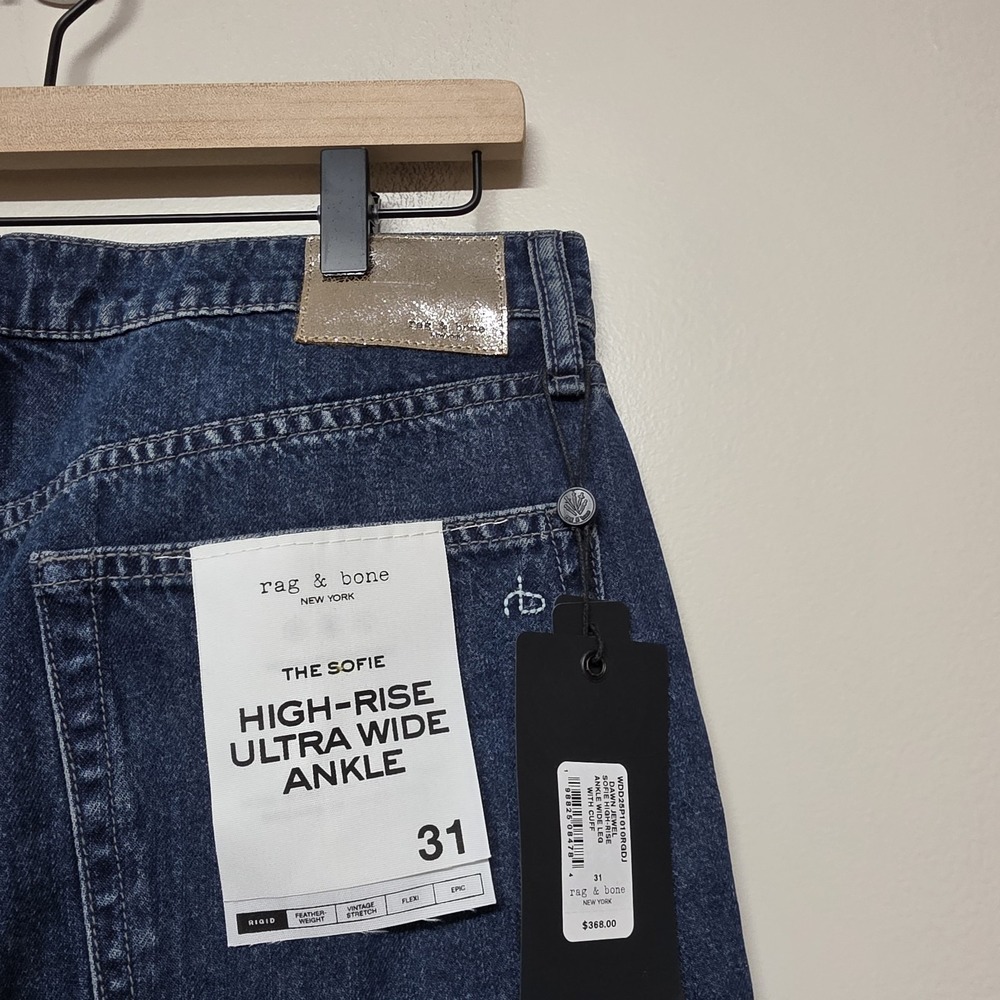 NWT Rag & Bone $368 The Sofie High Rise Ankle Wide Jeans In Dawn Jewel Size: 31‎ - Picture 7 of 10